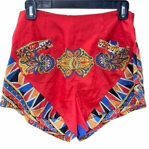 Lovers and Friends Red/Blue/Yellow Studded Floral Tribal Shorts. Size M. EUC!